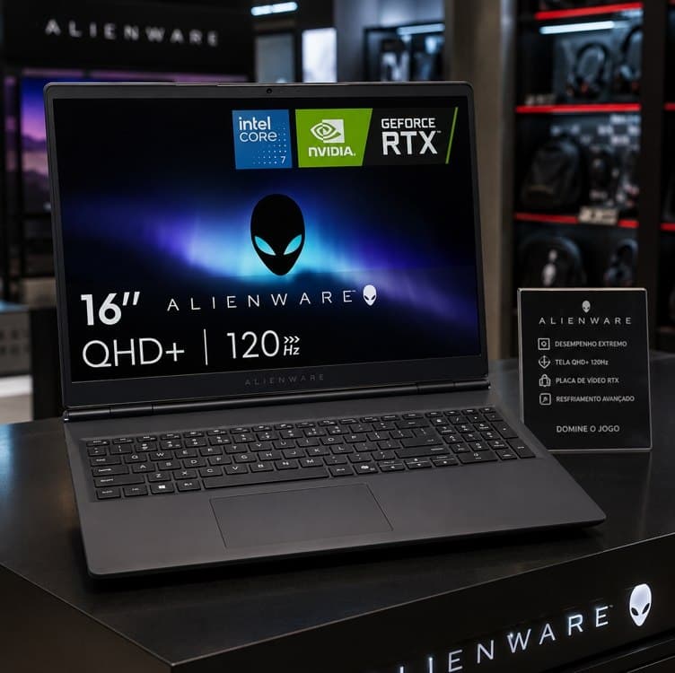 Notebook Gamer Alienware Aurora AC16-C7240H-D30 - Intel Core 7, NVIDIA RTX 3050, 16GB RAM, 512GB SSD, LED Full HD 120Hz, Linux
