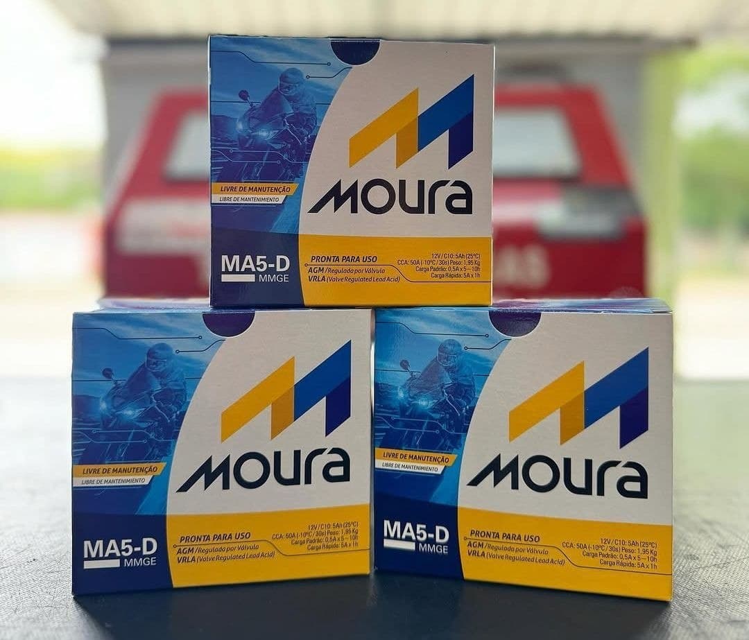 Bateria Moto Moura MA5-D Titan Fan Biz Bros Fazer 125, 150, 160 Mix Flex