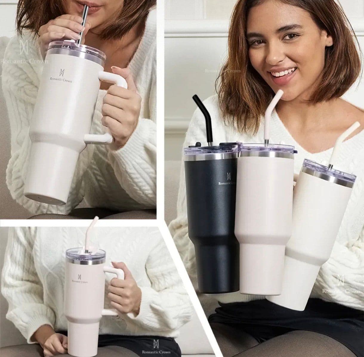 Copo Térmico Gigante 1,2L Inox com Tampa e Canudo