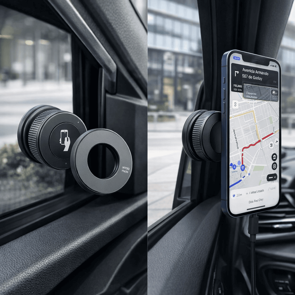 Suporte Celular Magnรฉtico Rotativo Dobrรกvel Ventosa